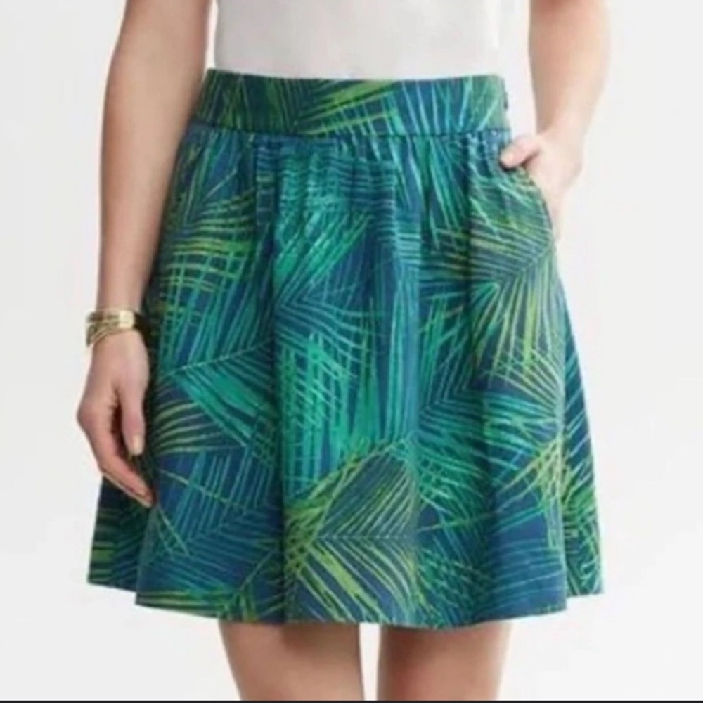 Banana Republic Skater Mini Skirt in Green and Blue